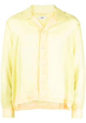 BODE geometric-panneled silk shirt - Yellow