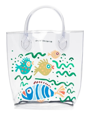 10 CORSO COMO large fish-print transparent tote bag - White