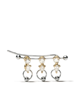 Delfina Delettrez 18kt white and yellow gold Two in One diamond earring