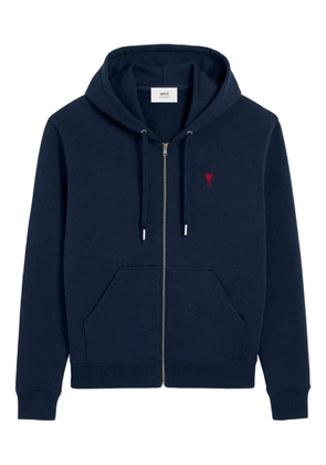 AMI Paris Ami De Coeur zipped organic-cotton hoodie - Blue