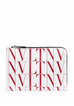 Valentino Garavani VLTN logo-print clutch bag - White