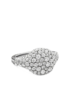 David Yurman 18kt white gold Chevron diamond pinky ring (10mm) - Silver