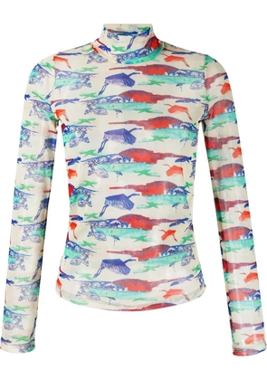 Henrik Vibskov mesh turtle-neck top - Neutrals