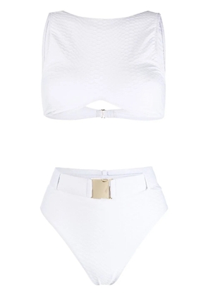 Noire Swimwear belted high-rise bikini - White