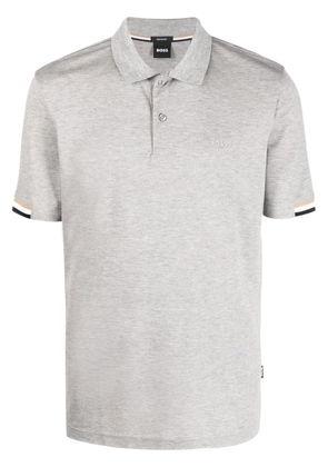 BOSS stripe-collar short sleeved polo shirt - Grey