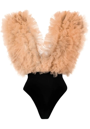 Alchemy x Lia Aram organza ruffle bodysuit - Neutrals