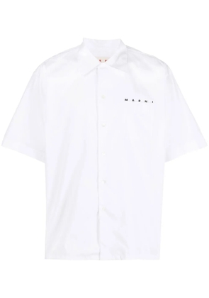 Marni logo-print poplin bowling shirt - White