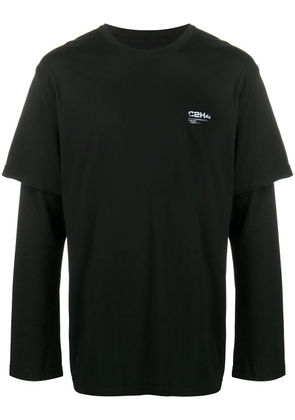 C2h4 layered logo print T-shirt - Black
