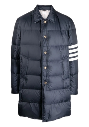 Thom Browne 4-bar Matte Nylon Bal Collar Overcoat - Blue