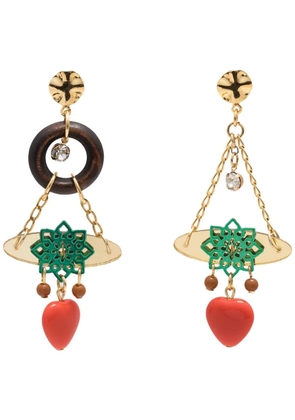 Amir Slama Bijoux heart-charm chandelier earrings - Gold