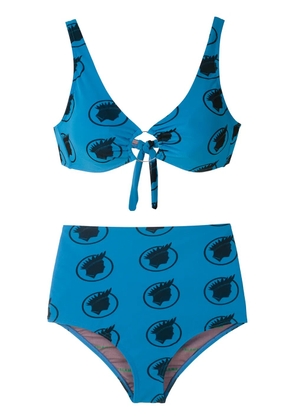 Amir Slama Índio print high waisted bikini set - Blue