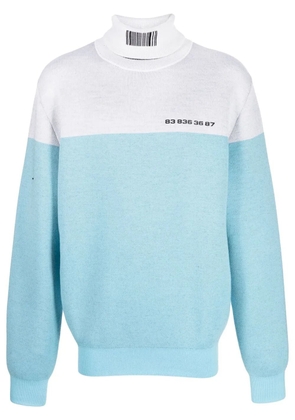 VTMNTS raised-logo two-tone jumper - Blue
