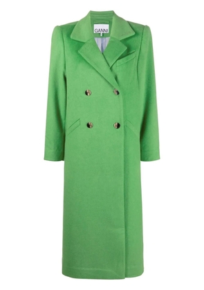 GANNI double-breasted button-fastening coat - Green