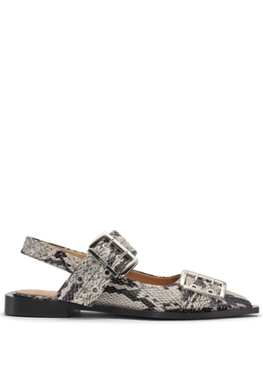 GANNI snake-print ballerina shoes - Neutrals