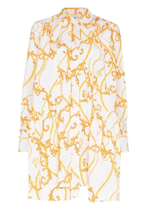 GANNI baroque-print mini dress - Neutrals