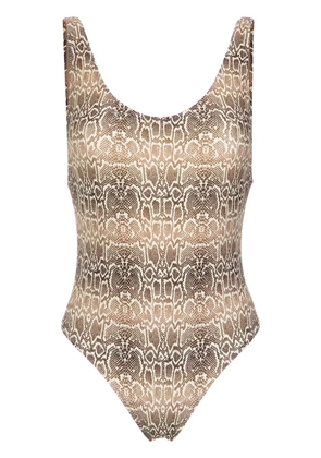 Amir Slama snake print swimsuit - Brown
