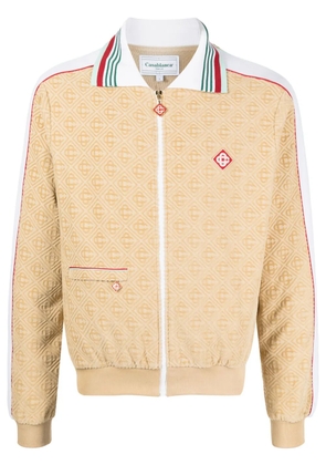 Casablanca monogram-jacquard velour zip-up jacket - Neutrals