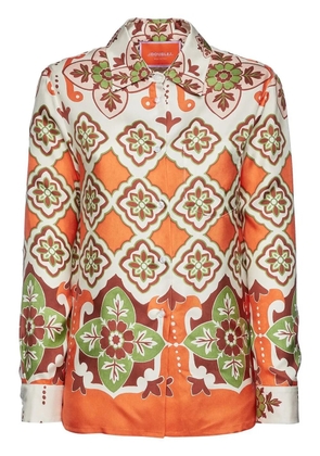 La DoubleJ patterned-print silk shirt - Orange