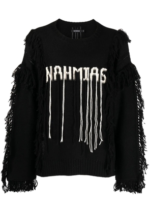 Nahmias intarsia-knit logo alpaca wool jumper - Black