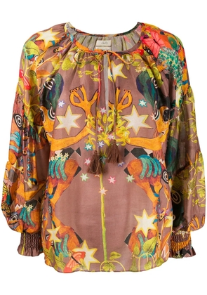 Chufy oversized abstract print blouse - Brown