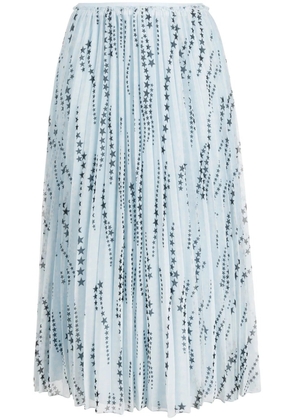 RED Valentino star-print pleated skirt - Blue