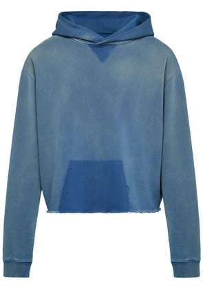 Maison Margiela raw-edge organic-cotton hoodie - Blue
