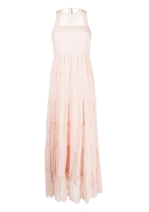 TWINSET lace panelled long cotton dress - Pink