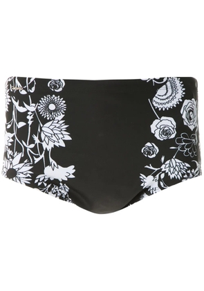 Amir Slama Hibiscus flowers print swim trunks - Black