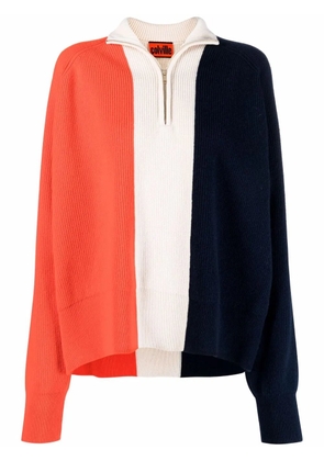 colville colourblock-stripe ribbed zip jumper - Blue