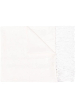 Saint Laurent Pre-Owned 1990s fringed silk scarf - White