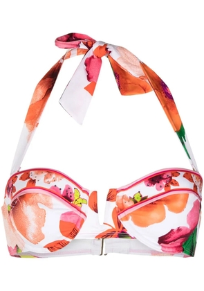 Camilla floral-print bikini top - White