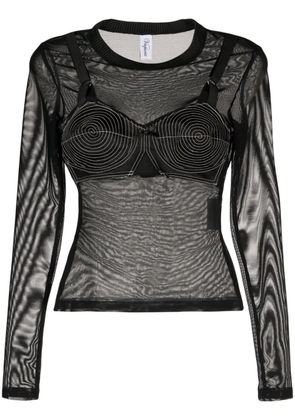 Vaquera mesh long-sleeved top - Black