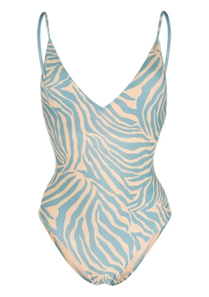 Anjuna zebra-print open-back one-piece - Blue