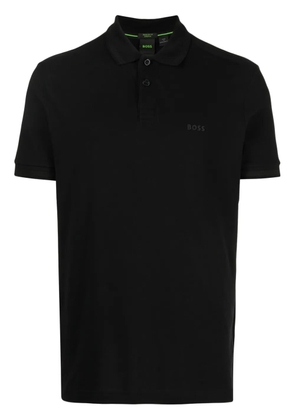 BOSS logo-embroidered cotton polo shirt - Black
