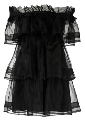Macgraw Petal layered silk mini dress - Black
