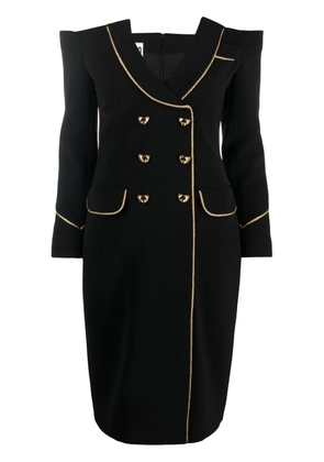 Moschino Teddy Bear-buttoned off-shoulder dress - Black