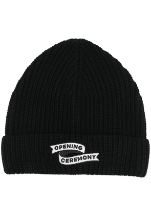 Opening Ceremony flag logo knitted beanie hat - Black