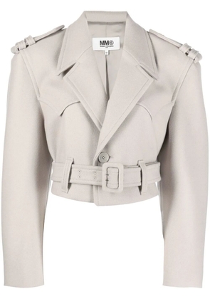 MM6 Maison Margiela cropped biker jacket - Grey