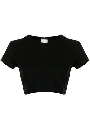 CHANEL Pre-Owned 1990s embroidered logo cropped T-shirt - Black