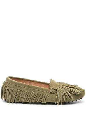 Scarosso fringed suede loafers - Green