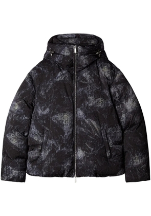 Off-White logo-jacquard puffer jacket - Black
