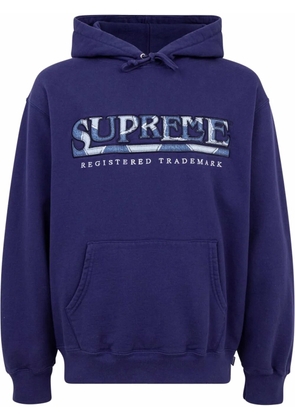 Supreme denim-print logo hoodie - Blue