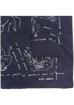 A.P.C. graphic-print cotton scarf - Blue