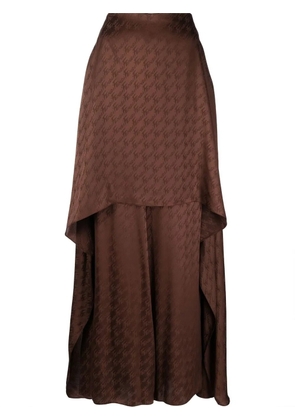 FENDI wide-leg monogram-pattern trousers - Brown