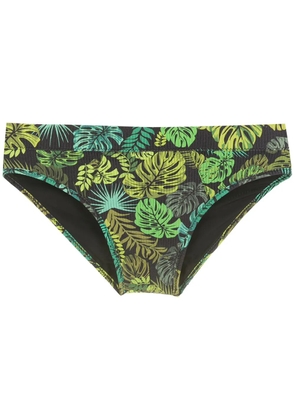 Amir Slama leaf print swim briefs - Black
