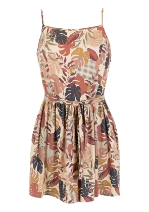 Amir Slama palm leaf print playsuit - Neutrals