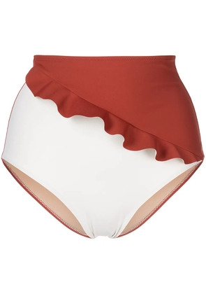 Evarae ruffle-trim bikini briefs - Brown