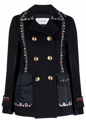 Valentino Garavani double-breasted embellished jacket - Blue