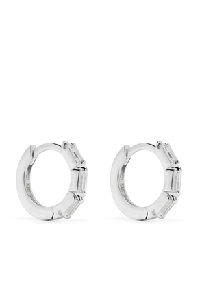 Suzanne Kalan 18kt white gold diamond huggie earrings - Silver
