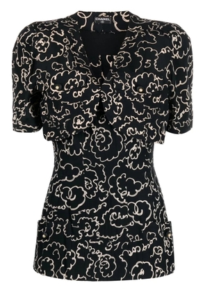 CHANEL Pre-Owned 1993 camélia print short-sleeved blouse - Black